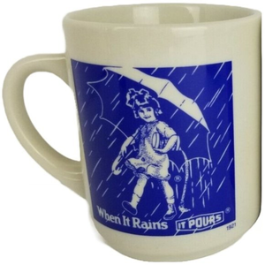 Vintage Morton Salt Girl When It Rains It Pours 1921‎ Advertising Logo Cup Mug